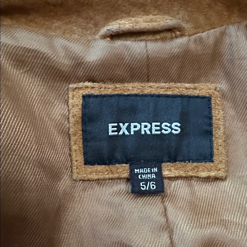 VINTAGE Y2K Express Suede Coat Sz 5/6 - Picture 10 of 11